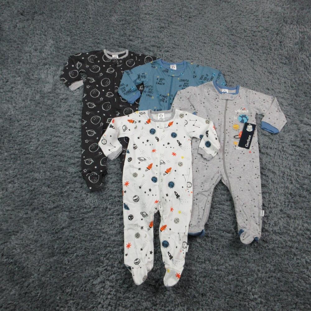Gerber Coverall Baby Boys 6-9M Multicolor Geometric Jersey 4-Piece Set NWT